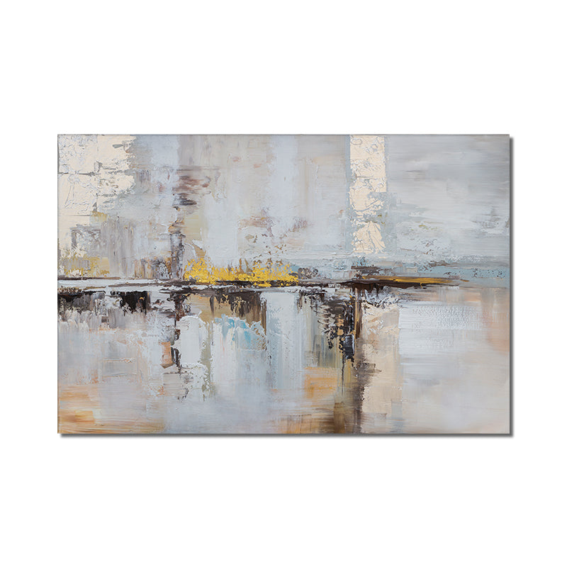 Abstract Geometric Oil Painting With Gold Foils On Canvas  Hand Painted Modern Wall Art Pictures,31inx47in,No Frame