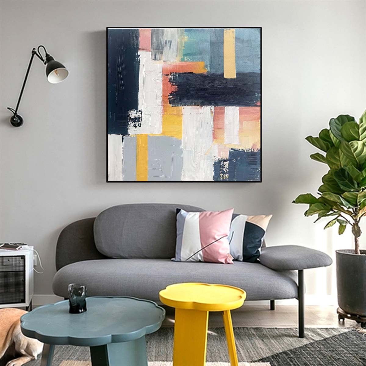 Abstract Handmade Oil Painting Modern Minimalist Home Living Room Decoration Painting,31inx31in,No Frame 3