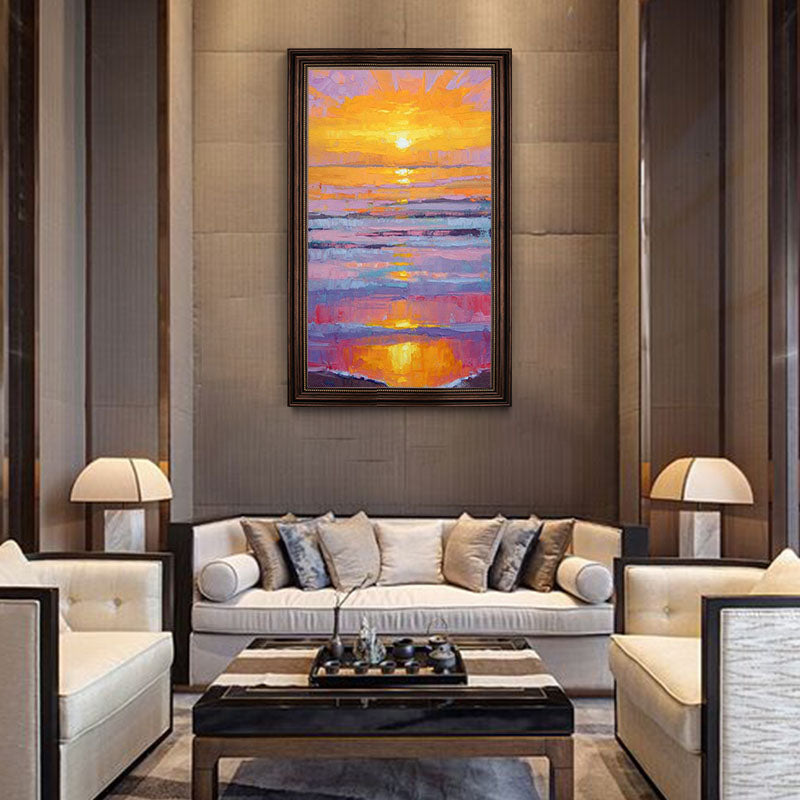 Hand-painted Oil Painting Decorative Painting Modern European Restaurant Sunrise Office Entrance Hallway American Minimalist Pai27inx54in,No Frame