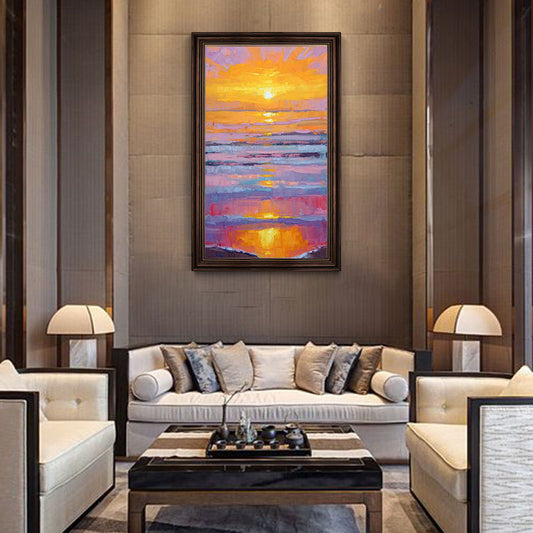Hand-painted Oil Painting Decorative Painting Modern European Restaurant Sunrise Office Entrance Hallway American Minimalist Pai27inx54in,No Frame