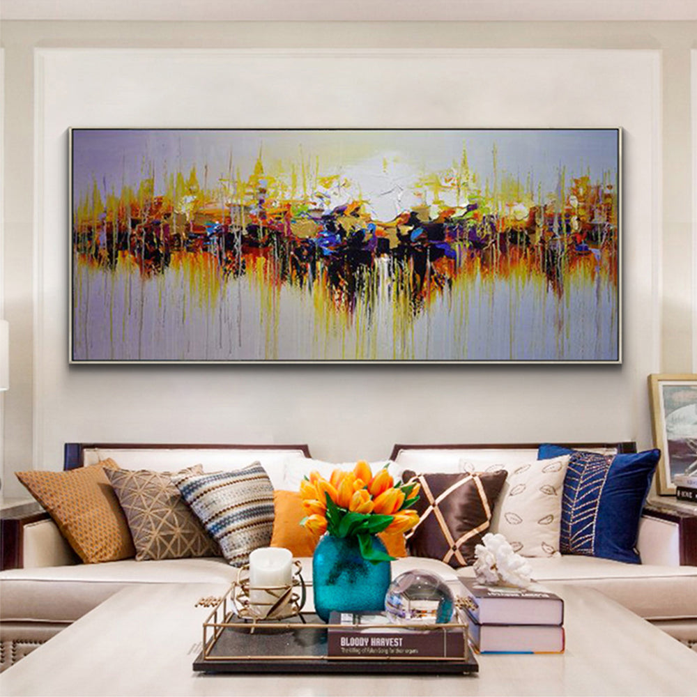 #350Abstract Landscape Wall Art Oil Painting Handmade Modern Canvas Oil Painting For Living Room Decoration Art,27inx54in,No Frame