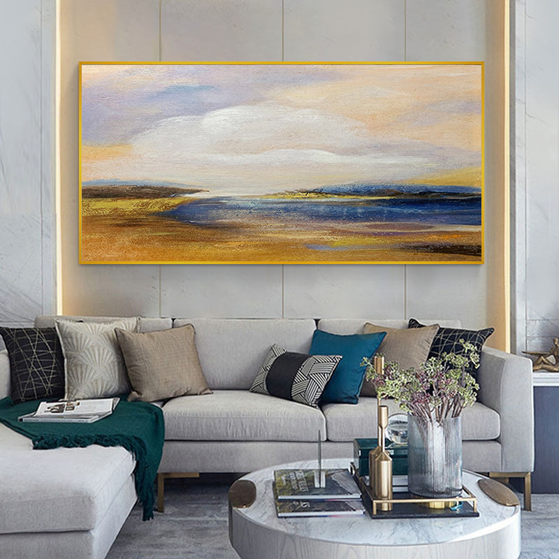 Pure Hand painted Abstract Living Room Wall Decoration Hanging Picture Bedroom Bedside Art Canvas Painting Rimless,27inx54in,No Frame