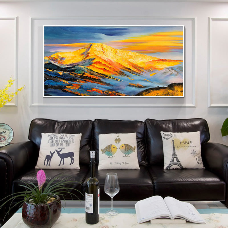 Hand-painted Abstract Oil Painting Sunshine Jinshan Modern Scandinavian Living Room Backdrop Paintings Decorative Painting Offic27inx54in,No Frame