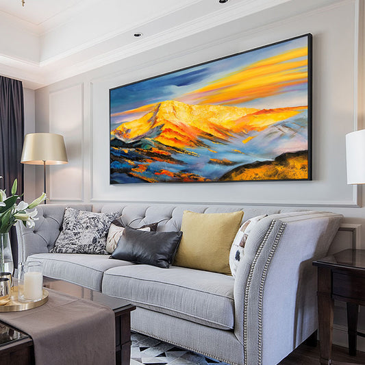 Hand-painted Abstract Oil Painting Sunshine Jinshan Modern Scandinavian Living Room Backdrop Paintings Decorative Painting Offic27inx54in,No Frame