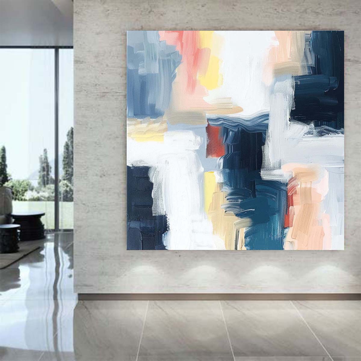 Abstract Handmade Oil Painting Modern Minimalist Home Living Room Decoration Painting,31inx31in,No Frame
