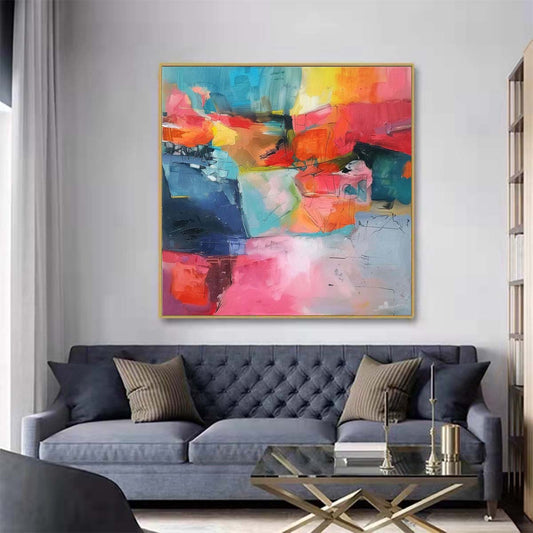 Abstract Handmade Oil Painting Modern Minimalist Home Living Room Decoration Painting,31inx31in,No Frame 3