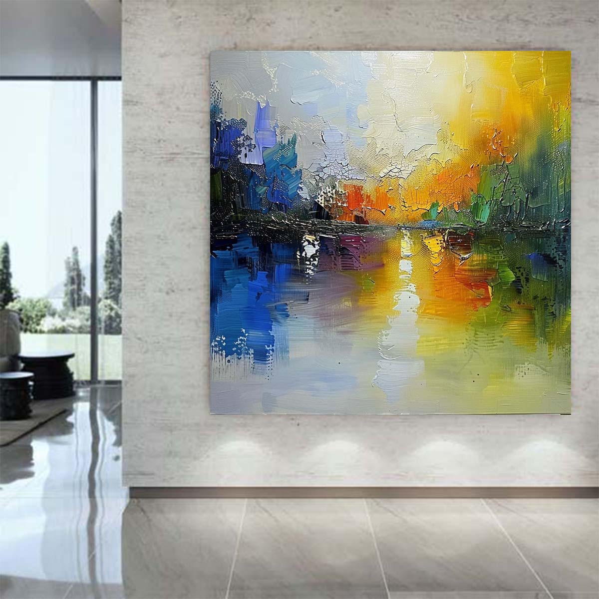 Abstract Handmade Oil Painting Modern Minimalist Home Living Room Decoration Painting,31inx31in,No Frame