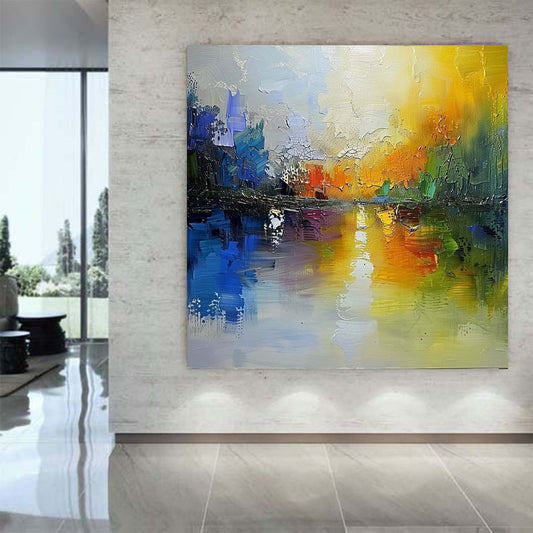 Abstract Handmade Oil Painting Modern Minimalist Home Living Room Decoration Painting,31inx31in,No Frame