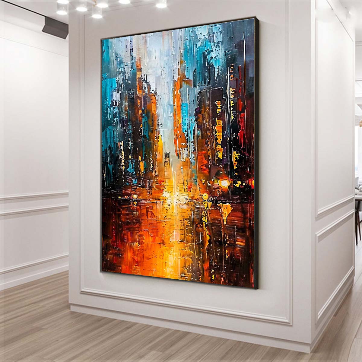 Original creation City Hand painted Oil Painting Canvas Wall Art For Home Living Room Unframed/Rolled #056