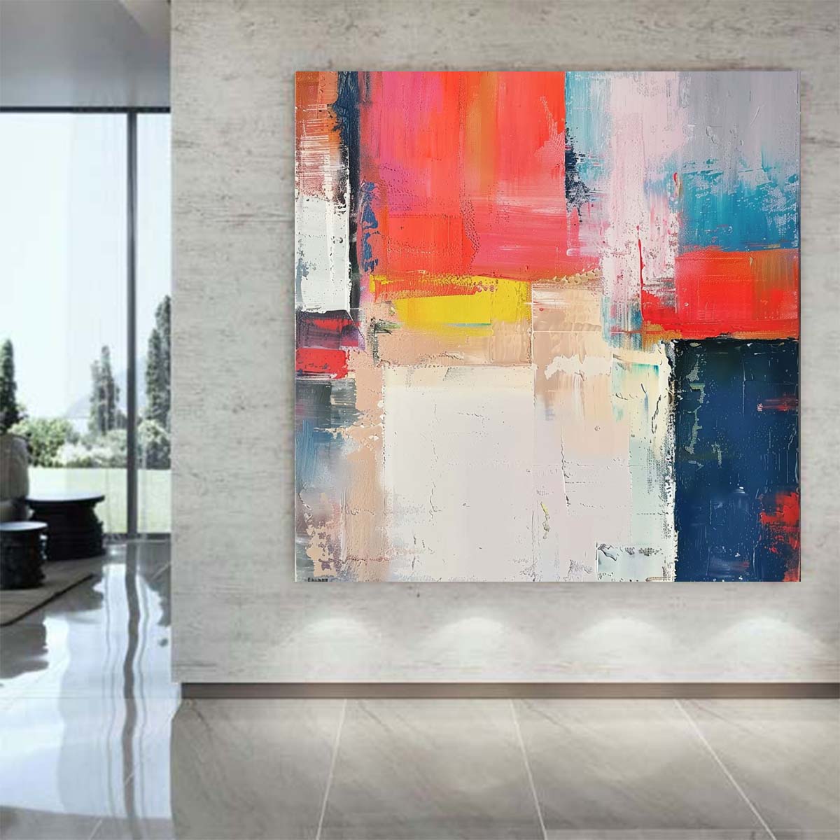 Abstract Handmade Oil Painting Modern Minimalist Home Living Room Decoration Painting,31inx31in,No Frame