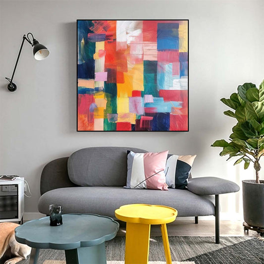 Abstract Handmade Oil Painting Modern Minimalist Home Living Room Decoration Painting,31inx31in,No Frame