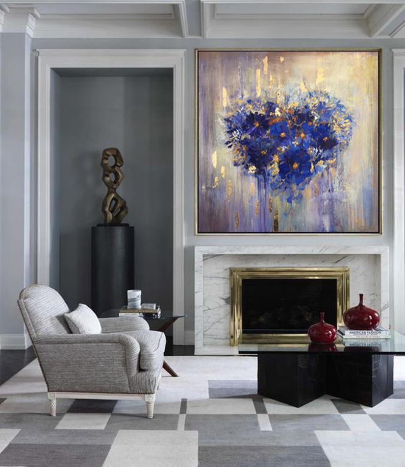AbstractPaintingRomanticWallArtLargeCanvasArtColorfulPaintingOriginalPaintingOnCanvasFlowerHeart  31in,No Frame