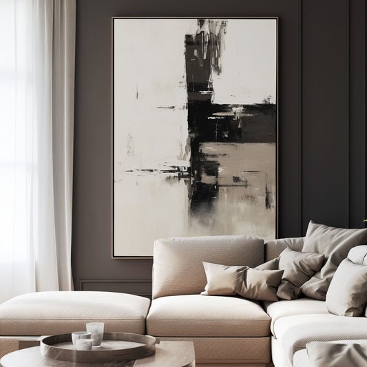 New Home Decor Paintings Abstract Hand Painted Oil Painting Modern Canvas Picture Gray Texture Wall Art Oil Painting for Home Living Room,31inx47in,No Frame