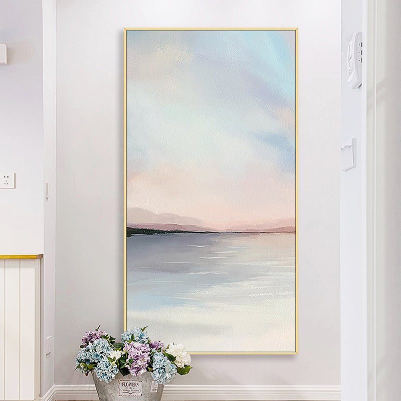 Hand-painted Oil Painting Decorative Painting Vertical Version Entrance Hallway Modern Minimalist Abstract Painting The Horizon27inx54in,No Frame