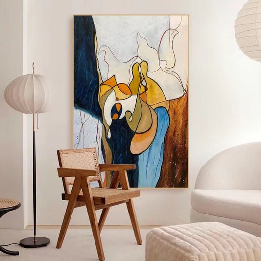 Pure Hand painted High end Oil Painting Geometric Abstract Art Decorative Painting Living Room Modern Texture,31inx47in,No Frame