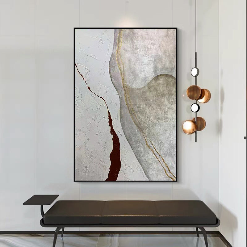 Pure Hand painted Oil Painting Modern Nordic Abstract Corridor Hanging Painting Gold Foil Mural Living Room,31inx47in,No Frame