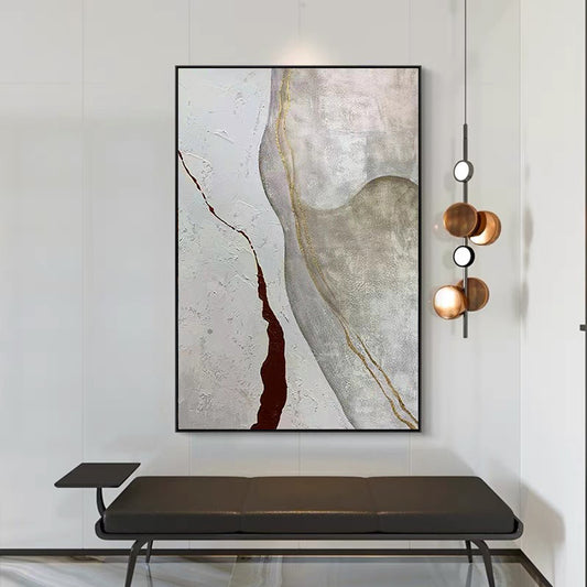 Pure Hand painted Oil Painting Modern Nordic Abstract Corridor Hanging Painting Gold Foil Mural Living Room,31inx47in,No Frame