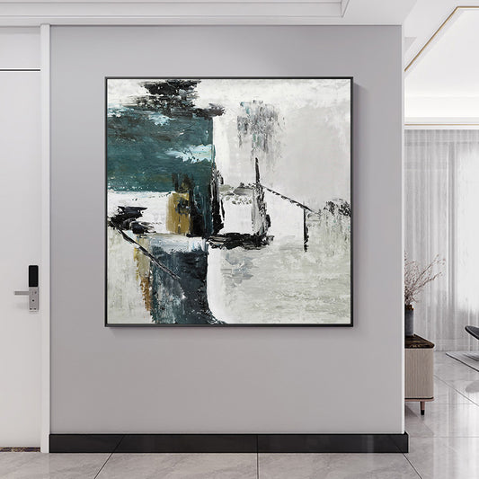 Abstract Textured White Pink Black Gold Foils Oil Painting  Handpainted On Canvas Modern Wall Art For Living Room D,31inx31in,No Frame