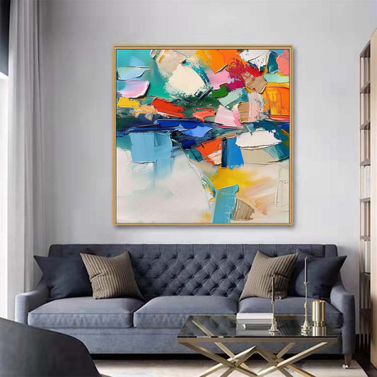 Abstract Handmade Oil Painting Modern Minimalist Home Living Room Decoration Painting,31inx31in,No Frame