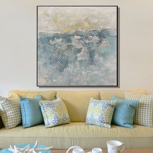Handpainted Oil Painting On Canvas New Handmade Abstract White Yellow Grey Wall Art Picture Home,31inx31in,No Frame