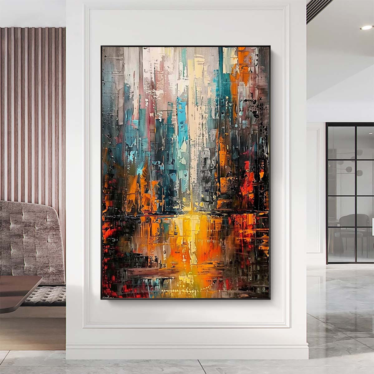 Original creation City Hand painted Oil Painting Canvas Wall Art For Home Living Room Unframed/Rolled #051