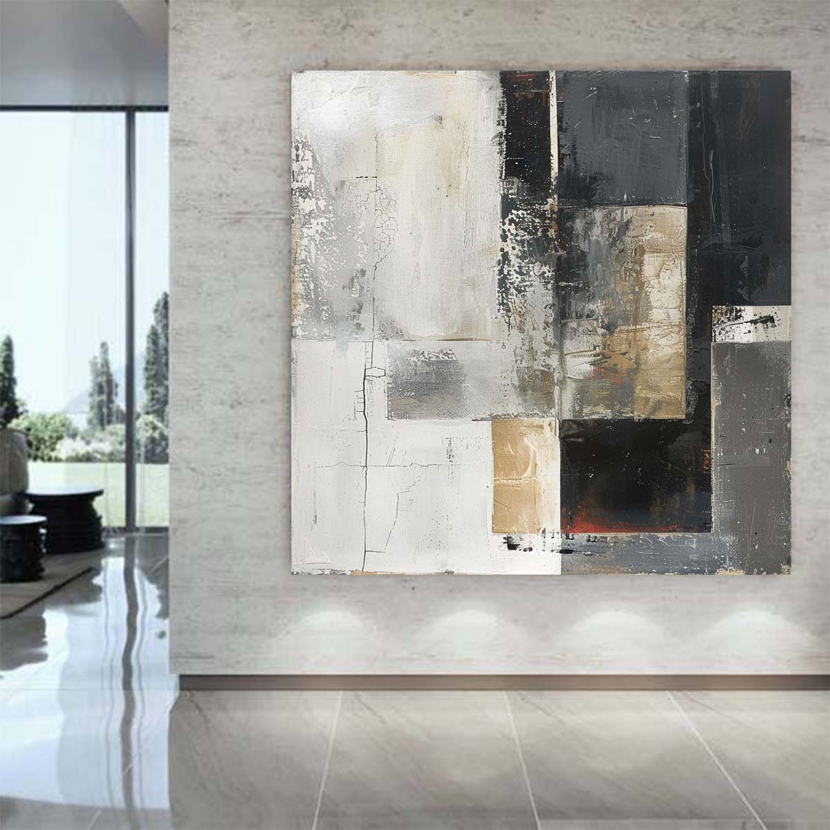 Abstract Handmade Oil Painting Modern Minimalist Home Living Room Decoration Painting,31inx31in,No Frame