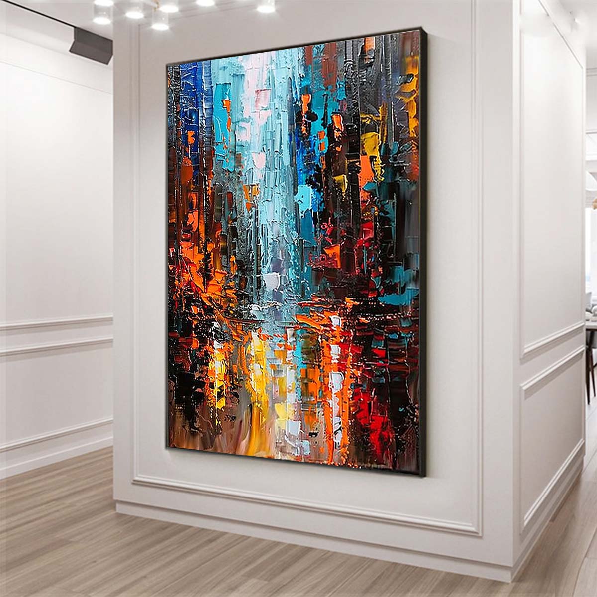 Original creation City Hand painted Oil Painting Canvas Wall Art For Home Living Room Unframed/Rolled #064