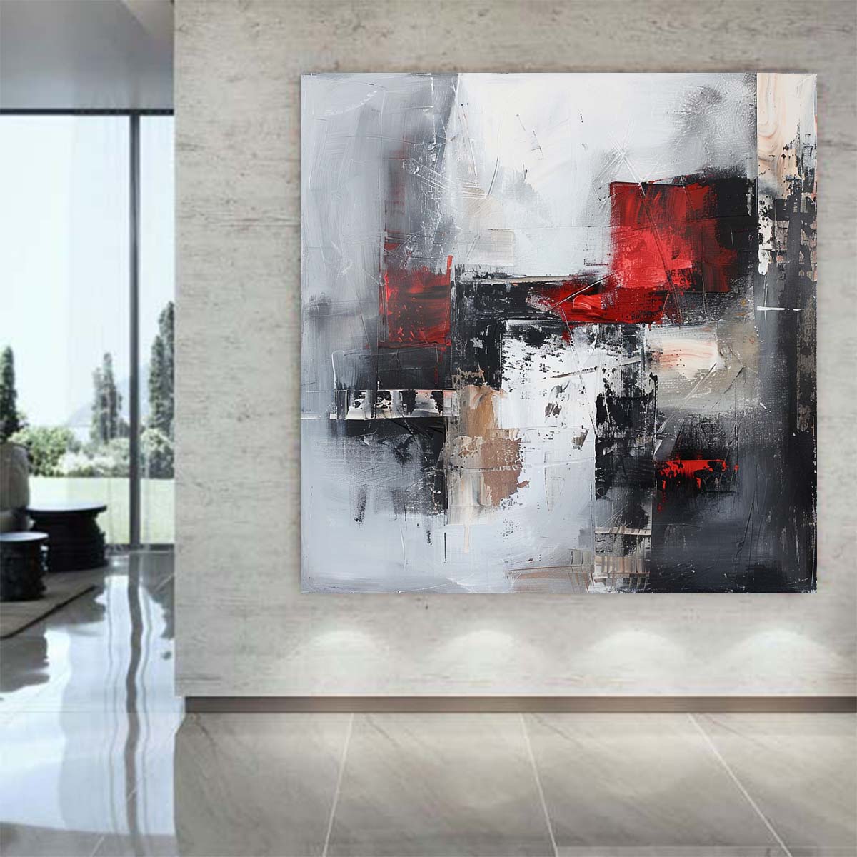 Abstract Handmade Oil Painting Modern Minimalist Home Living Room Decoration Painting,31inx31in,No Frame