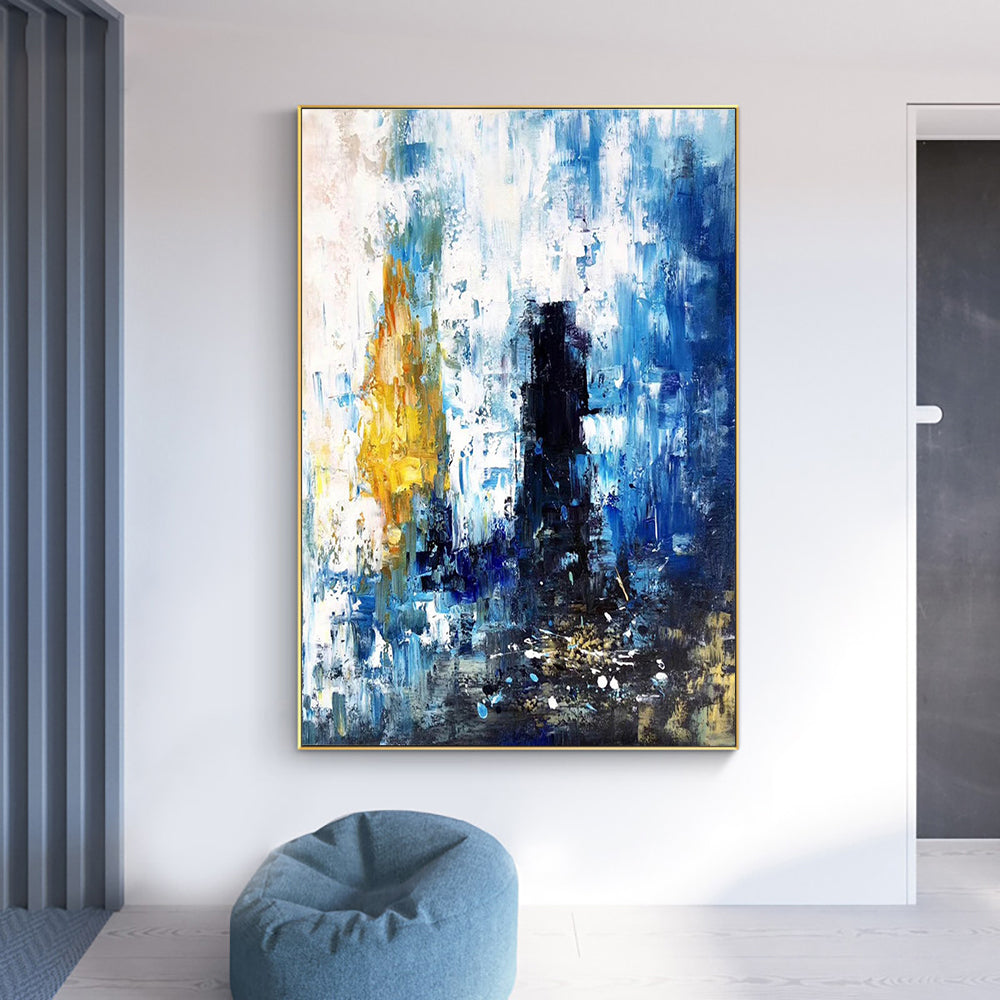 Hand Painted Abstract Gold Texture Oil Painting Morden Canvas Wall Art Handmade Nordic Grey Oil Painting for Home Living Room,31inx47in,No Frame