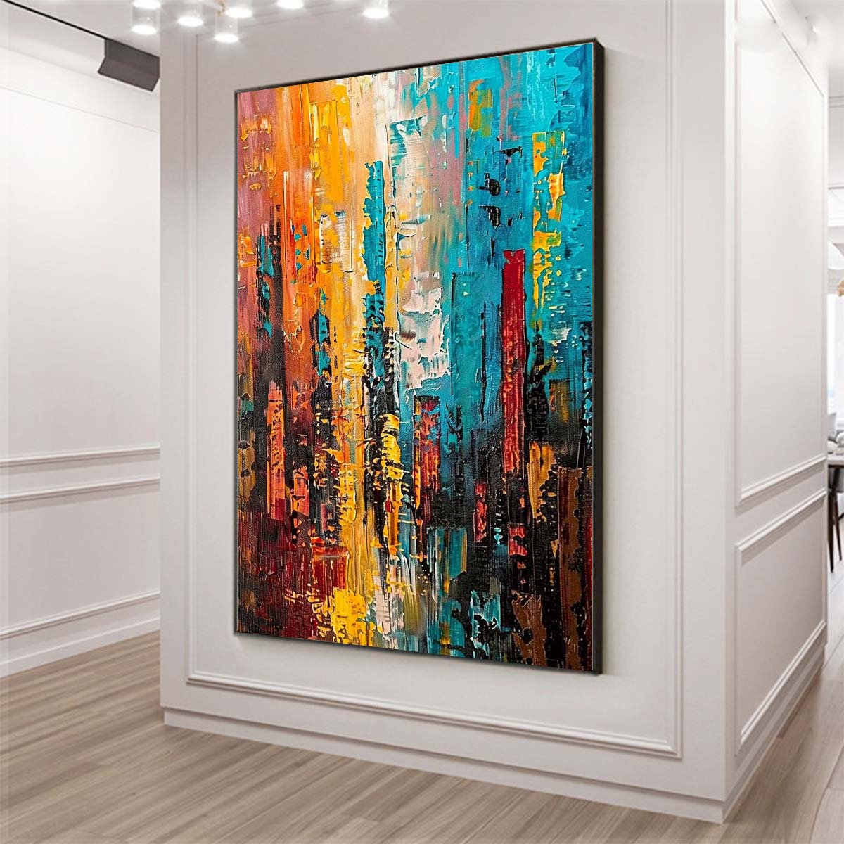 Original creation City Hand painted Oil Painting Canvas Wall Art For Home Living Room Unframed/Rolled #029