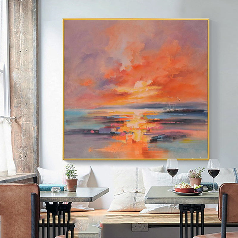 Quality Artwork Handmade Oil Painting Art On Canvas Large Contemporary For Living Room,31inx31in,No Frame