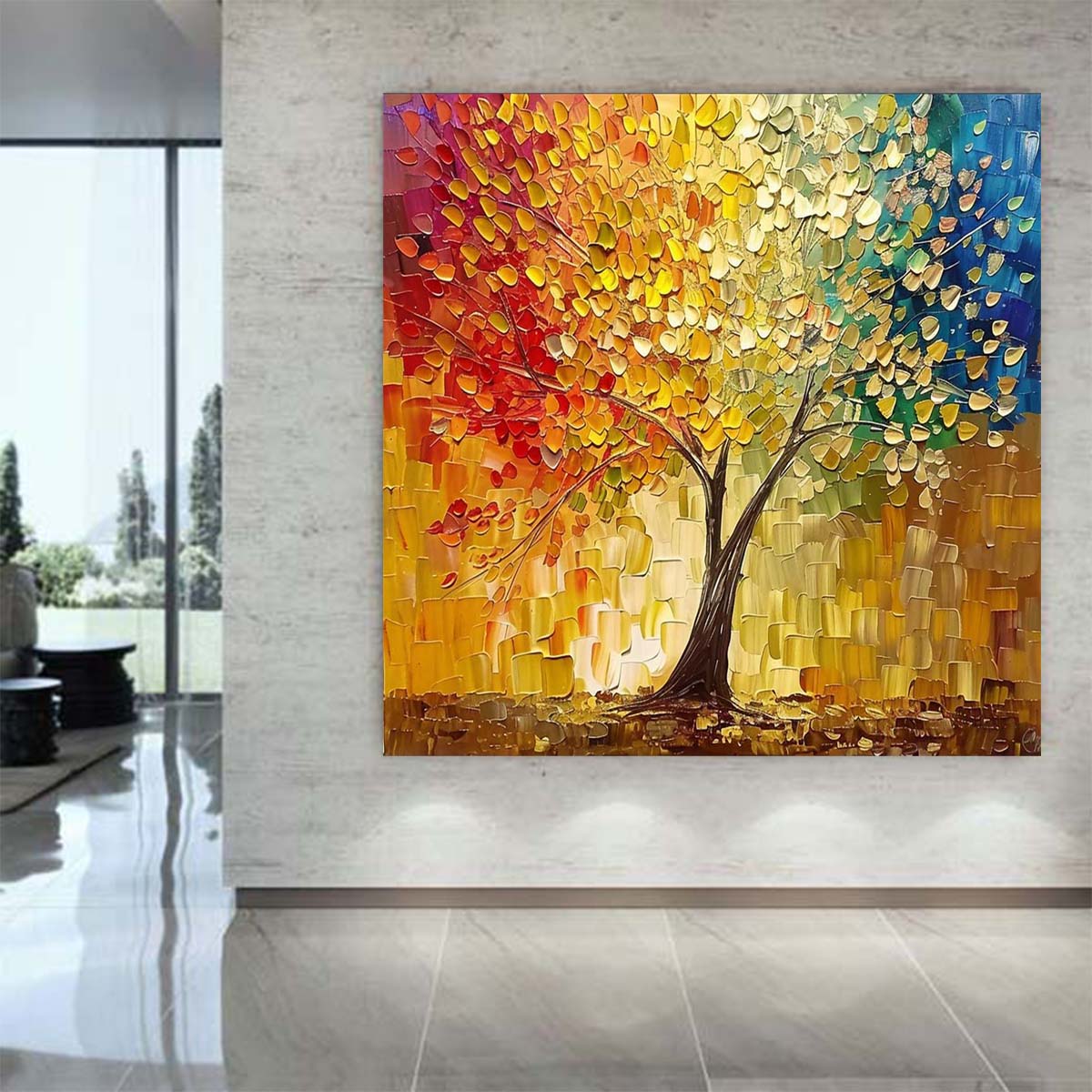 Abstract Handmade Oil Painting Modern Minimalist Home Living Room Decoration Painting,31inx31in,No Frame