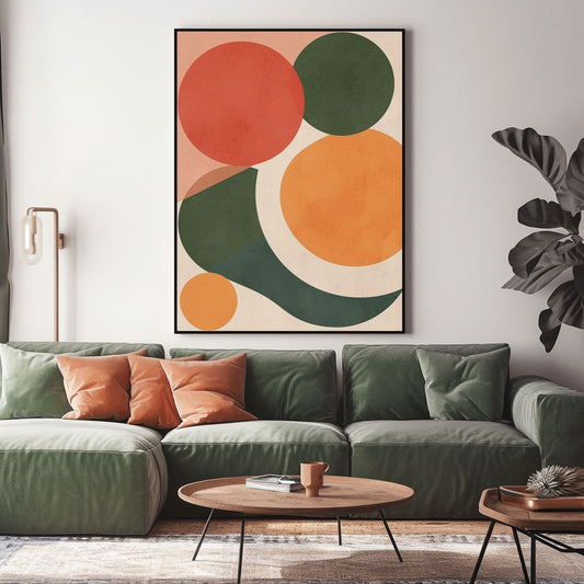 Handpainted Abstract Wall Art Painting Decorative Painting Aisle Corridor Mural Mooring Hanging Painting orange green red 31inx47in,No Frame