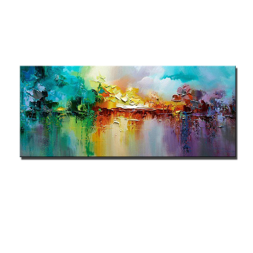 #350Abstract Landscape Wall Art Oil Painting Handmade Modern Canvas Oil Painting For Living Room Decoration Art,27inx54in,No Frame