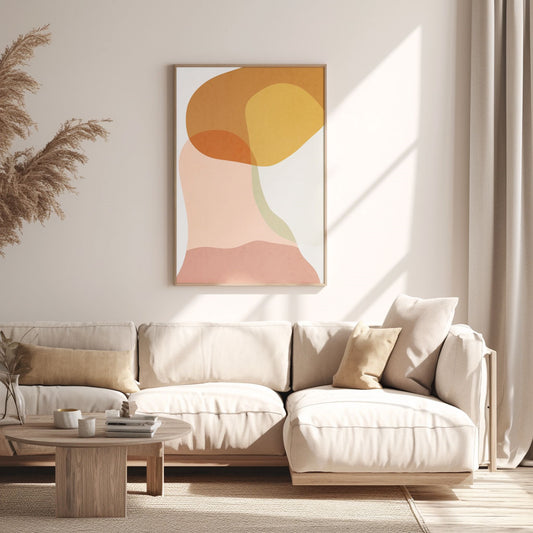 Handpainted Abstract Wall Art Painting Decorative Painting Aisle Corridor Mural Mooring Hanging Painting white yellow pink 31inx47in,No Frame