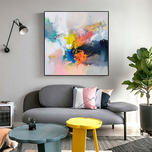 Abstract Handmade Oil Painting Modern Minimalist Home Living Room Decoration Painting,31inx31in,No Frame