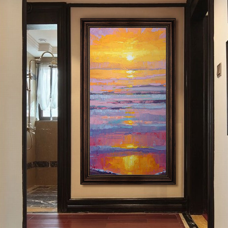 Hand-painted Oil Painting Decorative Painting Modern European Restaurant Sunrise Office Entrance Hallway American Minimalist Pai27inx54in,No Frame