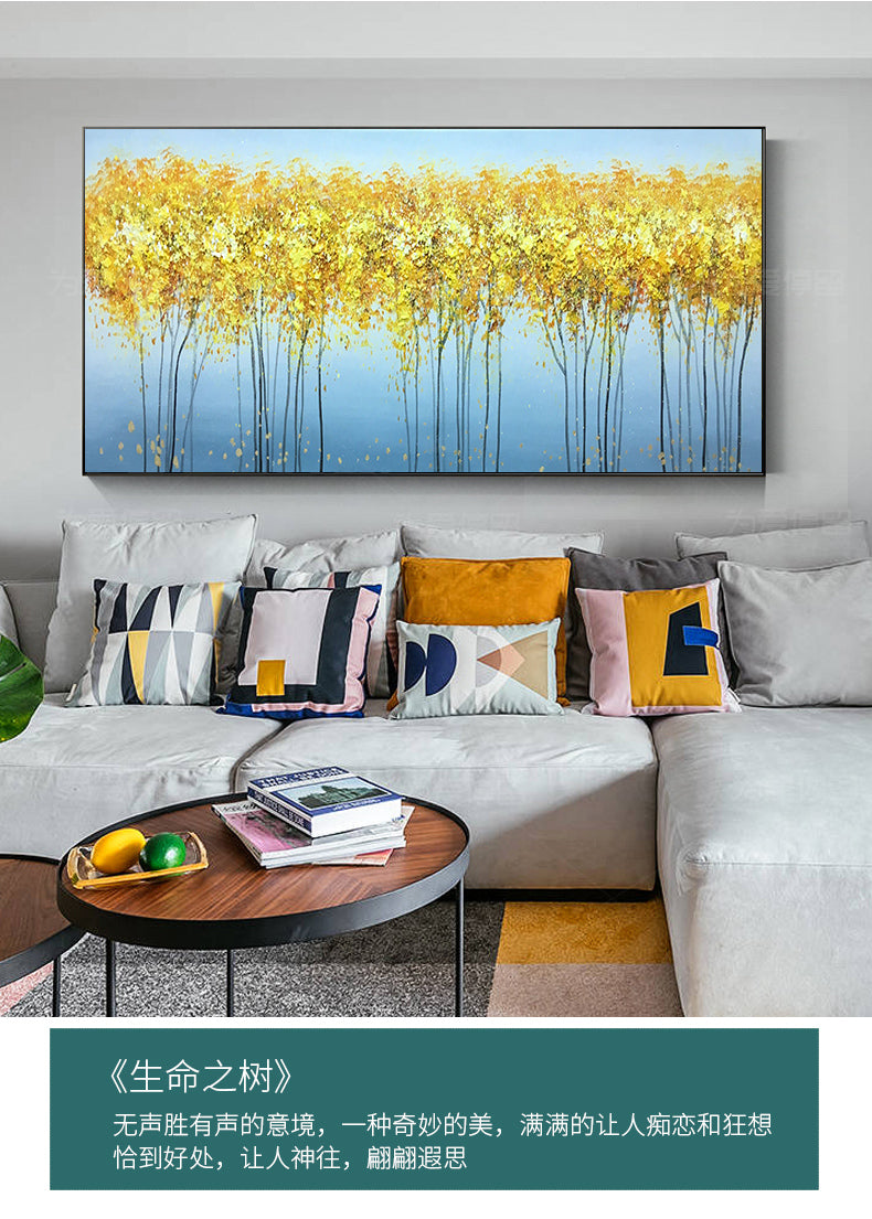 Gold Feathers hand-painted Oil Painting Decorative Porch Light Luxury Vertical Version Of Modern Scandinavian Corridor Aisle Bac27inx54in,No Frame