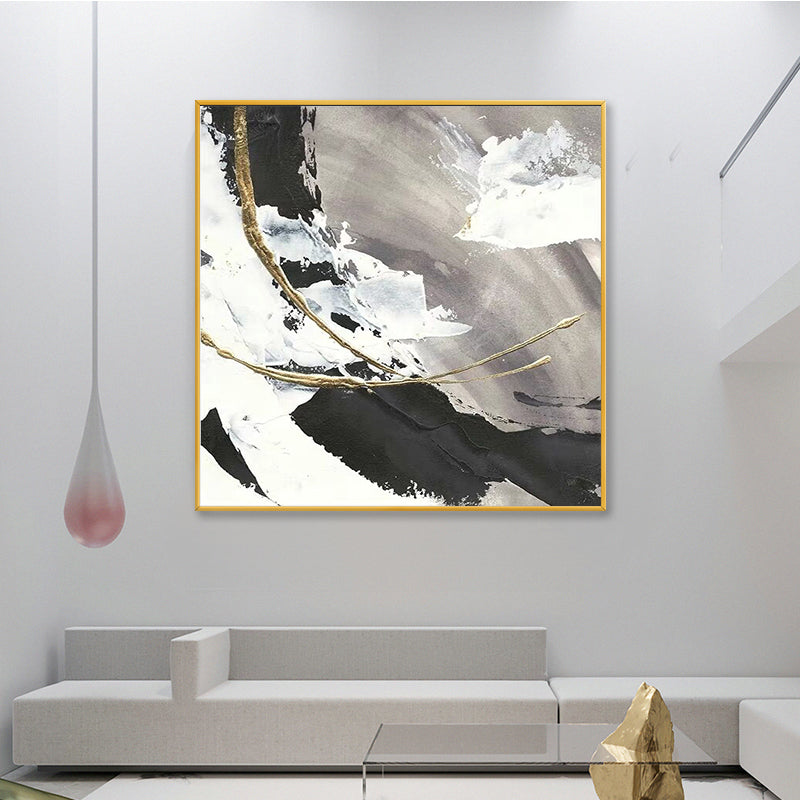 HandpaintedBlackAndWhiteSprayPaintingTheLivingRoomEntranceHallwaySquareBackdropPaintingsDecorative 31in,No Frame