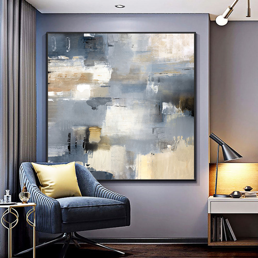 Abstract Handmade Minimalist Grey Color Oil Painting  Hand Painted On Canvas Modern Wall Art,31inx31in,No Frame