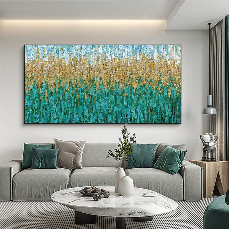Customizable Abstract Hand painted Landscape Murals Large Decorative Living Room Murals Blue Woods Canvas Hanging Paintings,27inx54in,No Frame