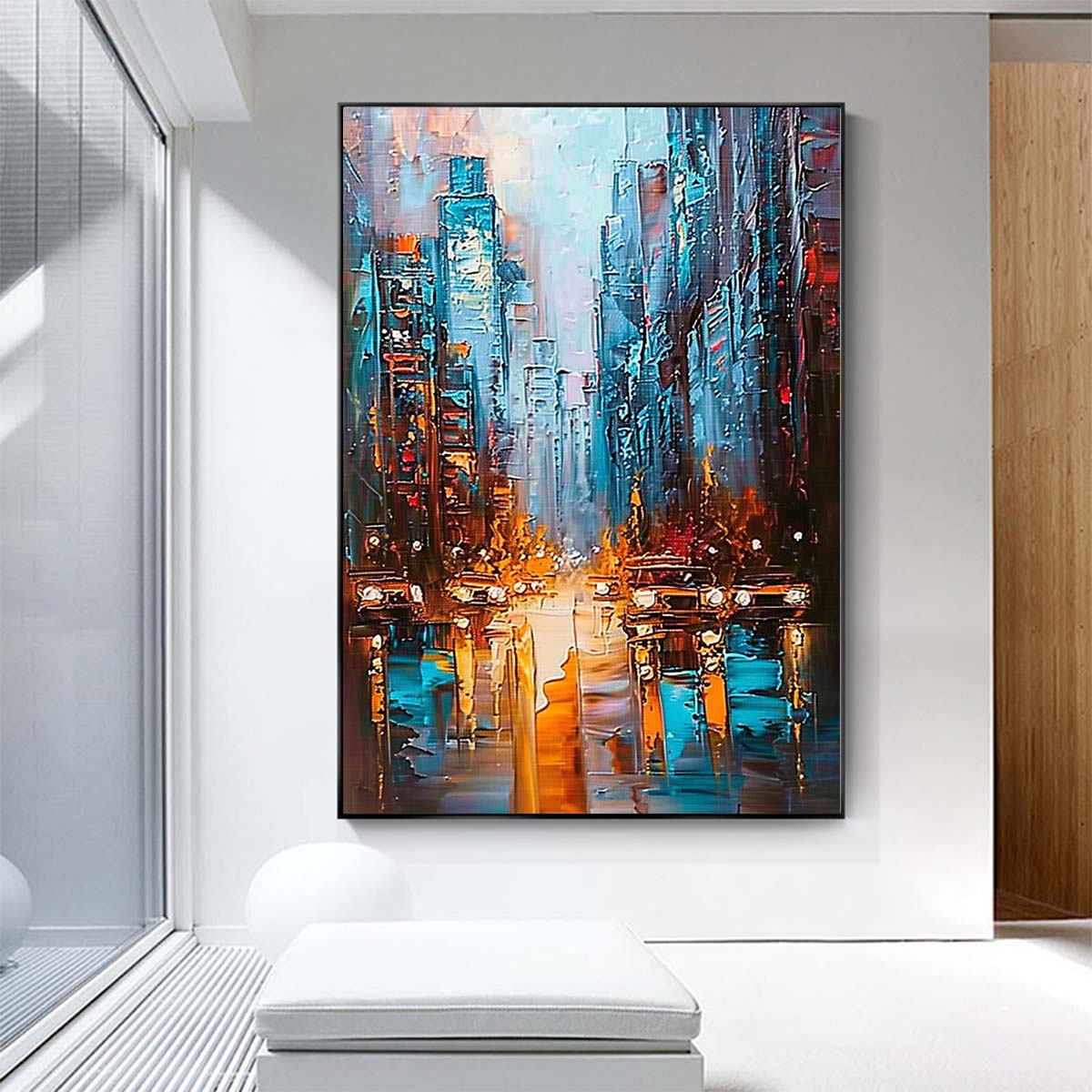 Original creation City Hand painted Oil Painting Canvas Wall Art For Home Living Room Unframed/Rolled #052