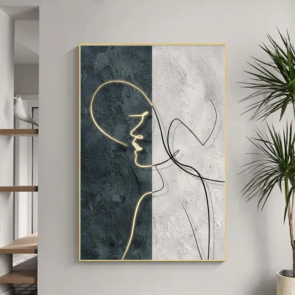 Frameless Abstract Woman Oil Painting Figure Modern Wall Art Handpainted Paintings On Canvas For Office,31inx47in,No Frame