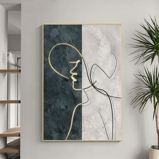 Frameless Abstract Woman Oil Painting Figure Modern Wall Art Handpainted Paintings On Canvas For Office,31inx47in,No Frame
