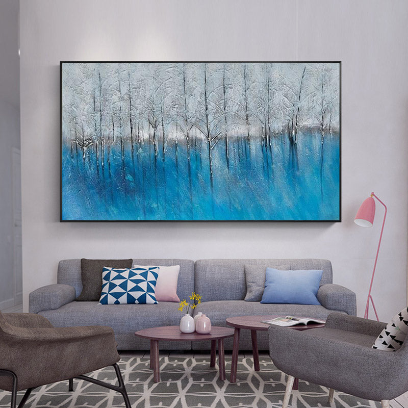 Hand-painted Oil Jungle Living Room Sofa Backdrop Decorative Painting Mural Paintings Scandinavian Style Horizontal Version Of L27inx54in,No Frame