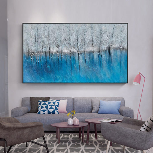Hand-painted Oil Jungle Living Room Sofa Backdrop Decorative Painting Mural Paintings Scandinavian Style Horizontal Version Of L27inx54in,No Frame