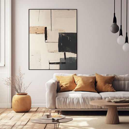 Handpainted Abstract Wall Art Painting Decorative Painting Aisle Corridor Mural Mooring Hanging Painting black 31inx47in,No Frame