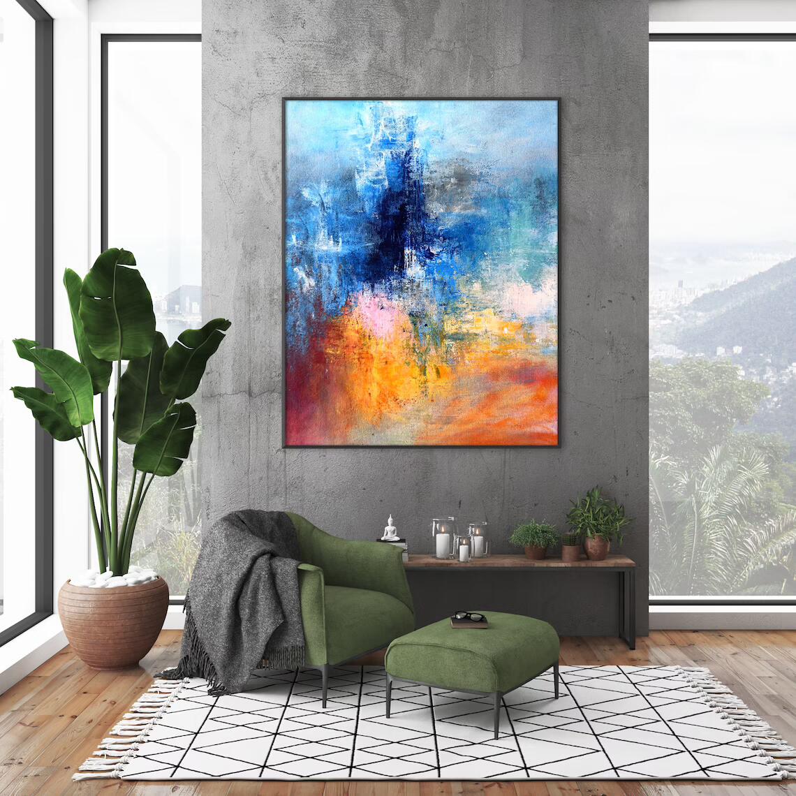ColourfulAbstractPaintingExtraLargePaintingLargeWallArtOversizedAbstractPaintingWallArtLargeCanvas 31in,No Frame