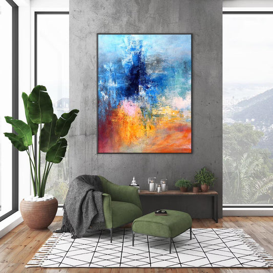 ColourfulAbstractPaintingExtraLargePaintingLargeWallArtOversizedAbstractPaintingWallArtLargeCanvas 31in,No Frame