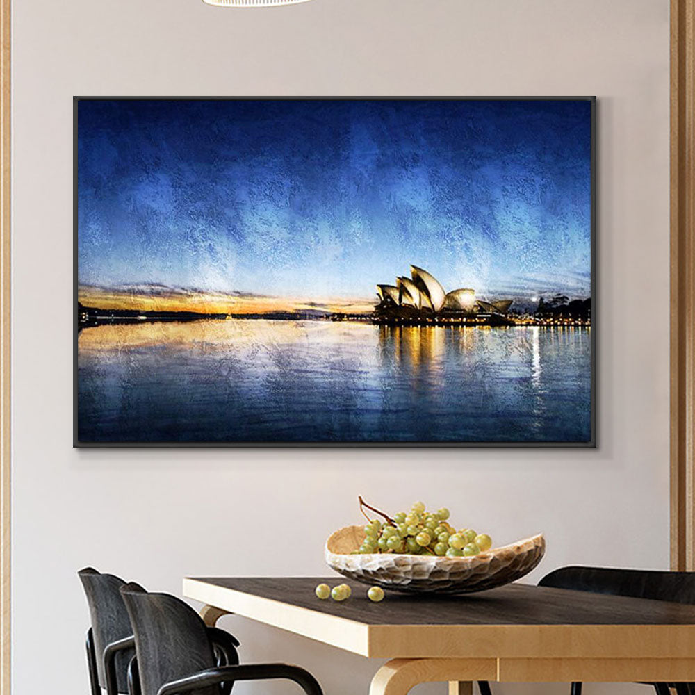 Abstract Blue Seascape Oil Painting  Hand Painted Modern Landscape Canvas Painting Wall Art For Living,27inx54in,No Frame